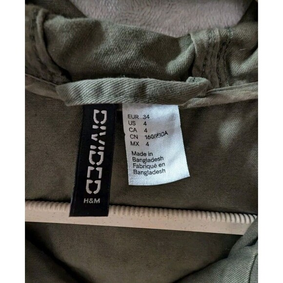 DIVIDED By H&M Sz 4 Hooded Jacket Womens Army Green Lightweight Utility Olive - Picture 2 of 6